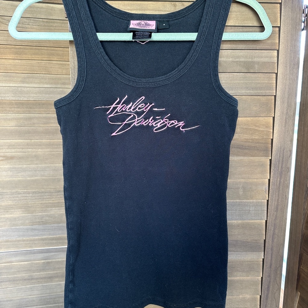 Harley-Davidson Black and Pink Tank Top